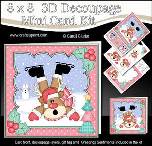 8x8 Christmas Oops Rudolph Mini Kit 3D Decoupage