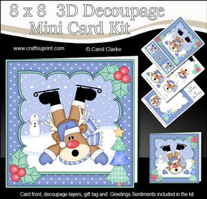 8x8 Christmas Oops Rudolph Mini Kit 3D Decoupage