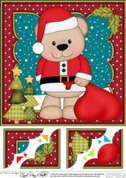 8 x 8 Christmas Livvy Bear's Sack Scalloped Corner Topper