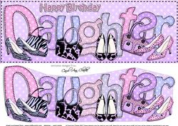 Lge Dl Birthday Daughter Shoes & Handbags 3D Decoupage
