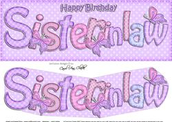 Large Dl Birthday Sister in Law Butterflies 3D Decoupage
