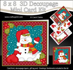 8x8 Christmas Snowman Oli's Santa Sack Mini Kit 3D Decoupage