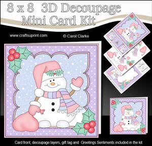 8x8 Christmas Snowman Oli's Santa Sack Mini Kit 3D Decoupage