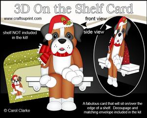 3D on the Shelf Card Kit - Little Christmas Boxer Dog