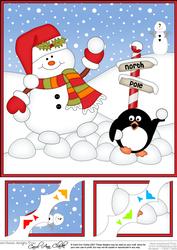 8 x 8 Christmas Snowman Oli Snowball Scalloped Corner Topper