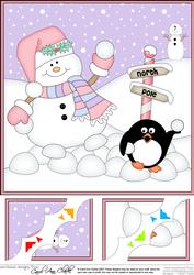 8 x 8 Christmas Snowman Oli Snowball Scalloped Corner Topper