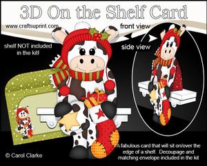 3D on the Shelf Card Kit - Little Christmas Milly Moo Cow