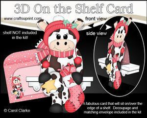 3D on the Shelf Card Kit - Little Christmas Milly Moo Cow