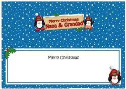 Large Dl Xmas Nana & Grandad Penguins Signpost Insert