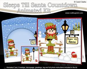 3D Xmas Little Elf Sleeps Till Santa Countdown Card