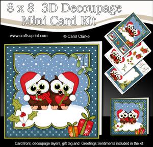 8x8 Xmas Little Hoot Owl Love 3D Decoupage