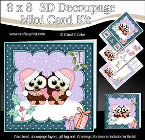 8x8 Xmas Little Hoot Owl Love 3D Decoupage