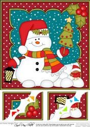 8 x 8 Christmas Snowman Oli's Xmas Tree Scalloped Topper