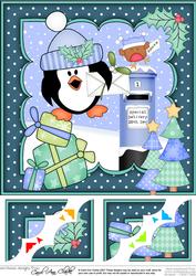 8x8 Xmas Pip Penguin's Letter Scalloped Corner Topper