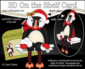 3D on the Shelf Card Kit - Little Christmas Puffin