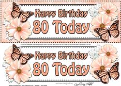 Large Dl 80th Birthday Floral Butterflies 3D Decoupage