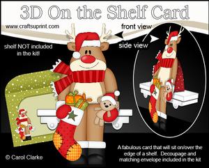 3D on the Shelf Card Kit - Christmas Rudolph's Stocking