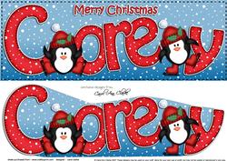 Large Dl Christmas Corey Penguins 3D Decoupage