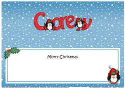 Large Dl Christmas Corey Penguins Insert