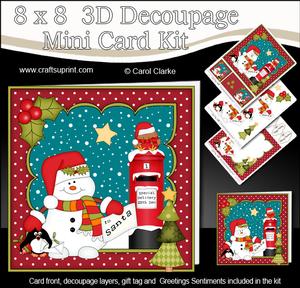 8x8 Christmas Snowman Oli's Letter Mini Kit 3D Decoupage