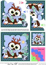 Christmas Little Hoot Owl's Presents Shell Edged Stacker