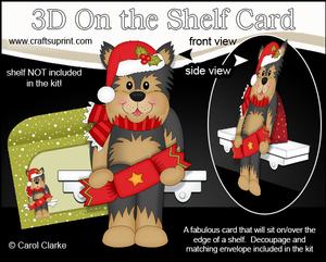 3D on the Shelf Card Kit - Little Christmas Yorkie Dog