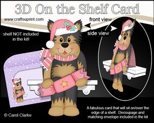 3D on the Shelf Card Kit - Little Christmas Yorkie Dog