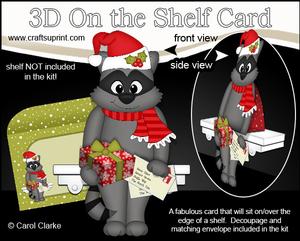 3D on the Shelf Card Kit - Little Christmas Raccoon