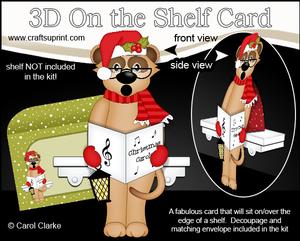 3D on the Shelf Card Kit - Christmas Carol Singing Meerkat