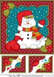 8 x 8 Christmas Snowman Oli's Santa Sack Scalloped Topper