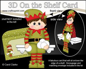 3D on the Shelf Card Kit - Little Christmas Snowball Elf