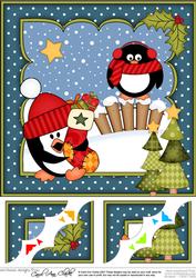 8x8 Xmas Pip Penguin's Stocking Scalloped Corner Topper