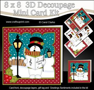 8x8 Christmas Singing Snowman Rio Mini Kit 3D Decoupage