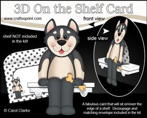 3D on the Shelf Card Kit - Little Husky Dog Chase