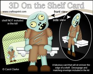 3D on the Shelf Card Kit - Little Halloween Zombie Scream