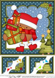8 x 8 Christmas Bobbin Robin's Presents Scalloped Corner
