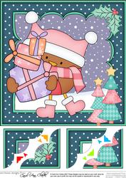 8 x 8 Christmas Bobbin Robin's Presents Scalloped Corner