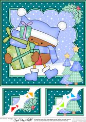 8 x 8 Christmas Bobbin Robin's Presents Scalloped Corner