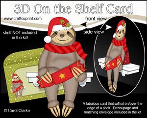 3D on the Shelf Card Kit - Little Christmas Sloth