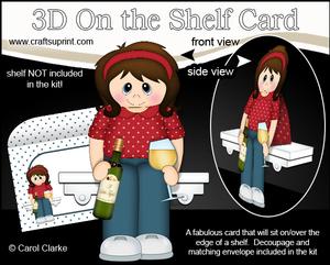 3D on the Shelf Card Kit - Little White Wine Drinker Esme
