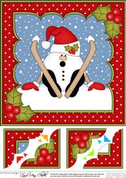 8 x 8 Christmas Oops Skiing Snowball Sam Scalloped Corner To