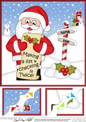 8 x 8 Christmas Santa's List Scalloped Corner Topper