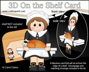 3D on the Shelf Card Kit - Little Thanksgiving Pilgrim Ellen