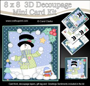 8x8 Christmas Snowman Rio's Snowballs Mini Kit 3D Decoupage