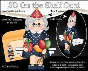 3D on the Shelf Card Kit - Little Party Old Lady Peggy