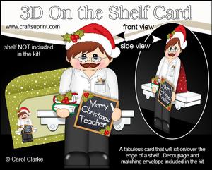 3D on the Shelf Card Kit - Christmas Teacher Mr Davies