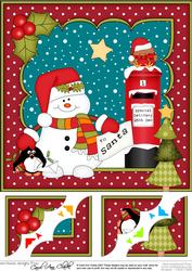 8 x 8 Christmas Snowman Oli's Santa Letter Scalloped Topper