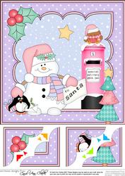 8 x 8 Christmas Snowman Oli's Santa Letter Scalloped Topper