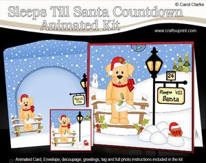 3D Little Christmas Dog Sunny Till Santa Countdown Card
