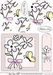 Flowers and Butterfly Quick Card with Circle Pyramage